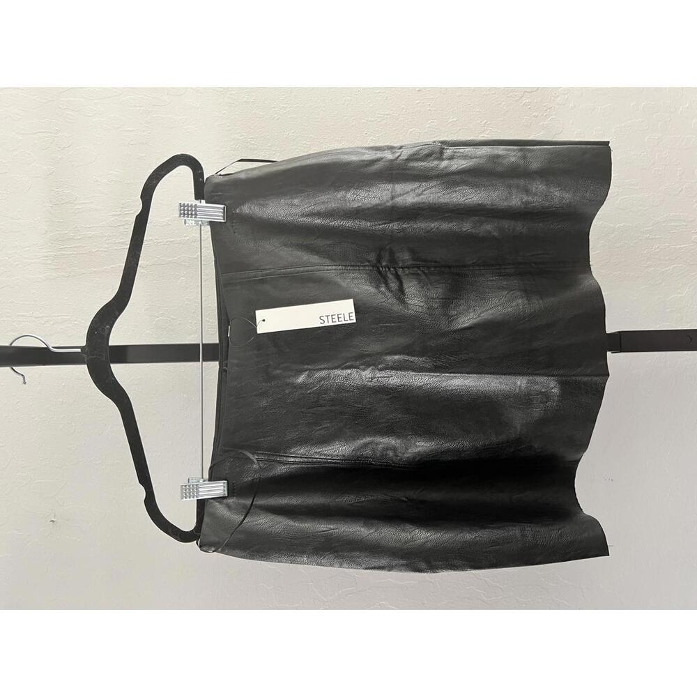 Sleek Black A-Line Vegan Leather Skirt